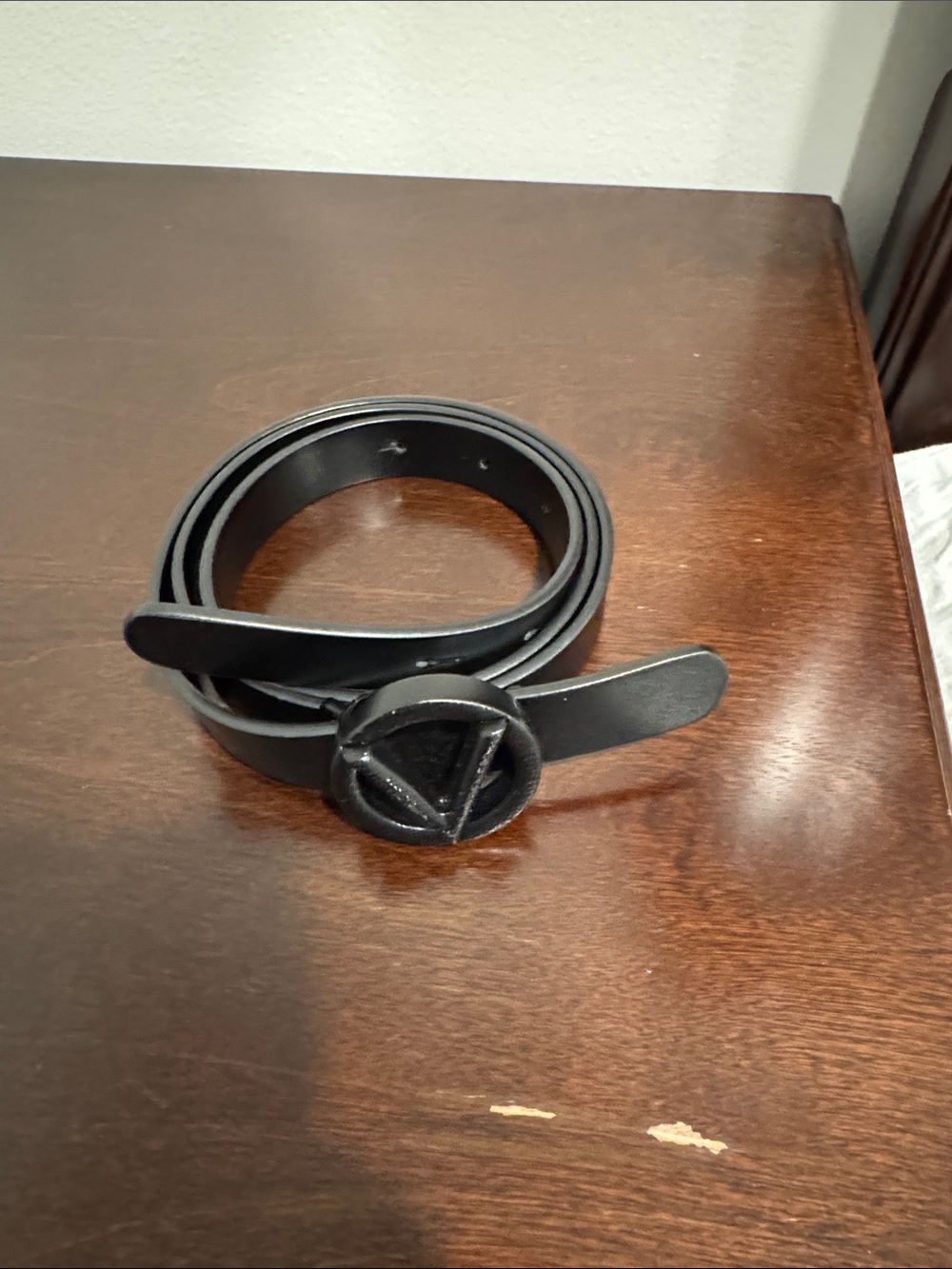 Mario Valentino Black Leather Logo Buckle Belt